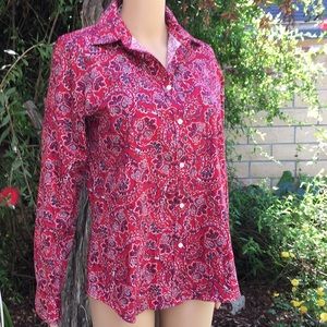 Chaps No-Iron Red Paisley Shirt